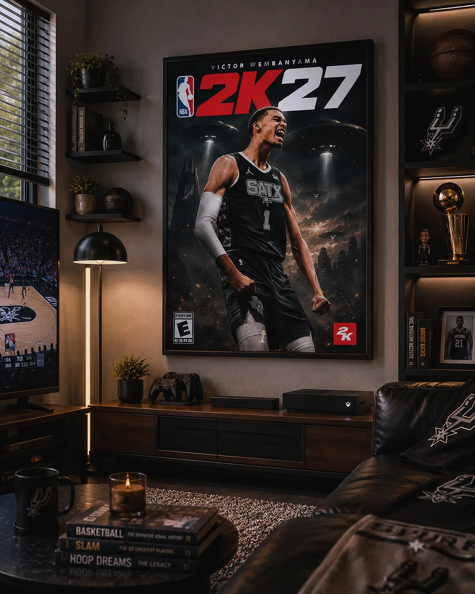 2K27 Victor Wembanyama San Antonio Spurs Basketball Wall Art Poster Unframed HD Print Home Office Decor Unique Trendy Gift