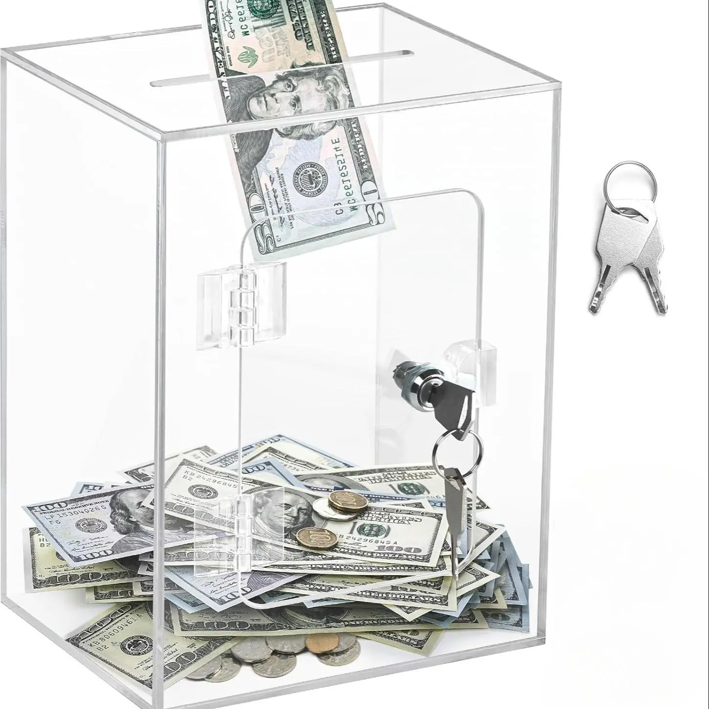 Clear Piggy Bank with Lock, Coin Piggy Bank, 1 Count Acrylic Money Box, Desktop Money Storage Box, Money Saving Box, Home Decor, Gift for Kids, Ornaments
