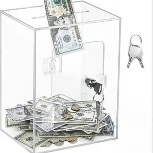 Clear Piggy Bank with Lock, 1 Count Acrylic Money Box, Desktop Money Storage Box, Money Saving Box, Home Decor, Gift for Kids, Ornaments, Money Organizer Box