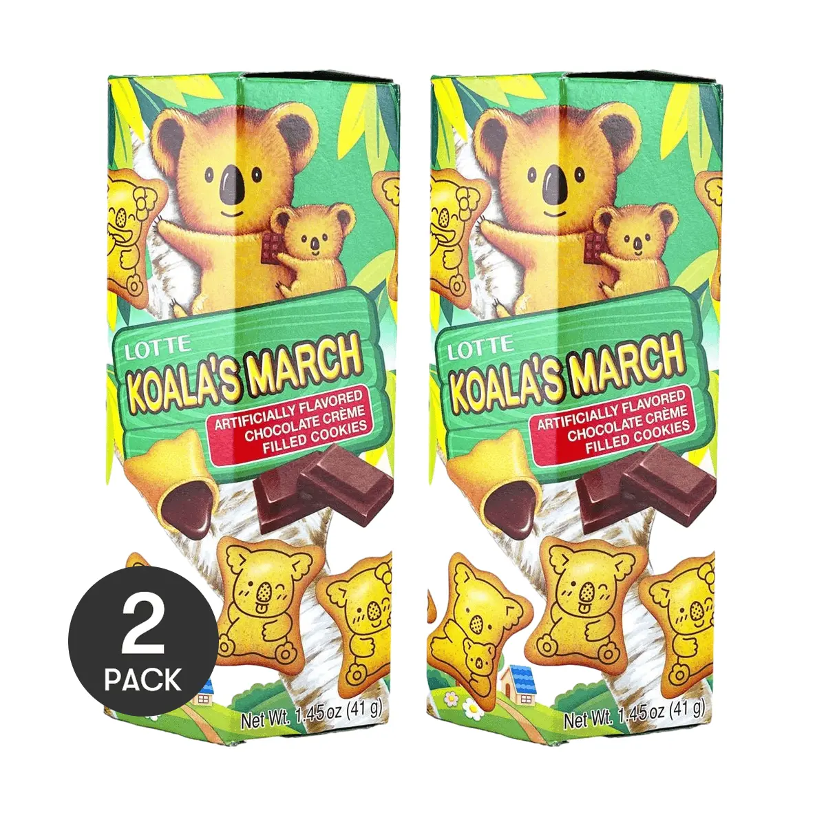 LOTTE Koala Chocolate Cookies - 2 Pack | Japanese Snack | 41g Each