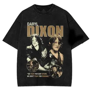 The Walking Dead Daryl Dixon Washed Tee Unisex Heavyweight Cotton T shirt for Game Fans Graphic Tees  Perfect Gift for Video Game Fans Top Menswear