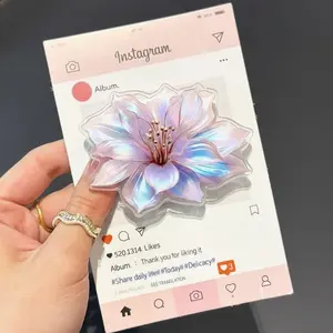 Pastel Flower Phone Grip – Iridescent Floral Pop Socket – Aesthetic Cute Phone Accessory