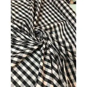 Black & white shantung Plaid fabric 54” wide, sold by the yard