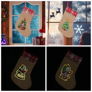 1pc DIY Diamond Painting Christmas Stocking, Linen Material 31cmX21cm/12.2inch*8.27inch, Luminous at Night Christmas Gift Bags Crystal Rhinestone Diamond Art Christmas Ornaments for Fireplace Festive Home Decor, Great Xmas Gifts for Friends and Family