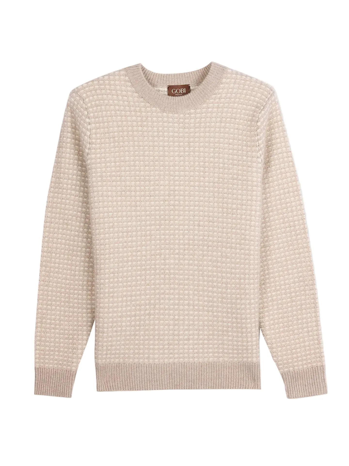 Men's Natural Color Cashmere Waffle Knit Sweater
