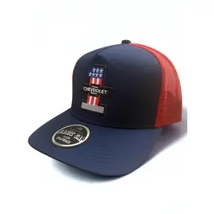 Chevrolet Number One Embroidered Logo Snapback American Flag Red White Blue Adjustable Mesh Cap
