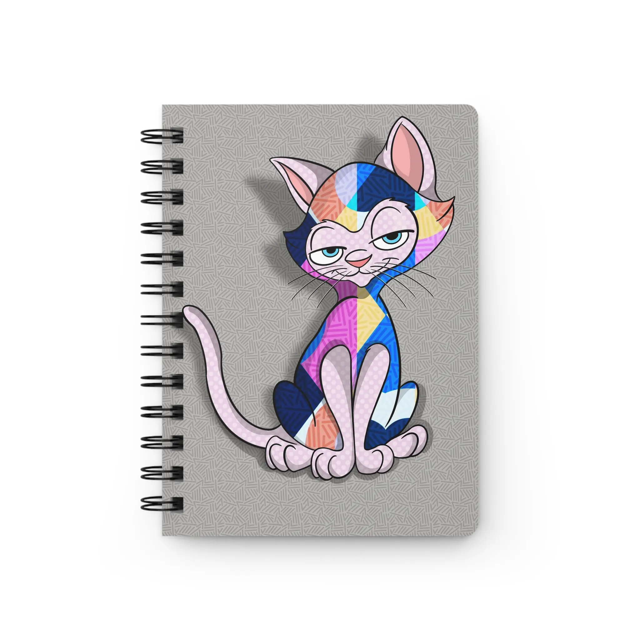 Sassy Cat Art - Colorful Sassy Cat Spiral Bound Journal, Cute Pet Lover Diary, Gift for Cat Owners, Fun Sketchbook, Unique Stationery, Artsy Kitty Notebook