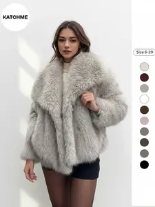 Women's Elegant Casual Solid Color Wide Lapel Snap Closure Fuzzy Thermal Outerwear Coats Jackets Fit