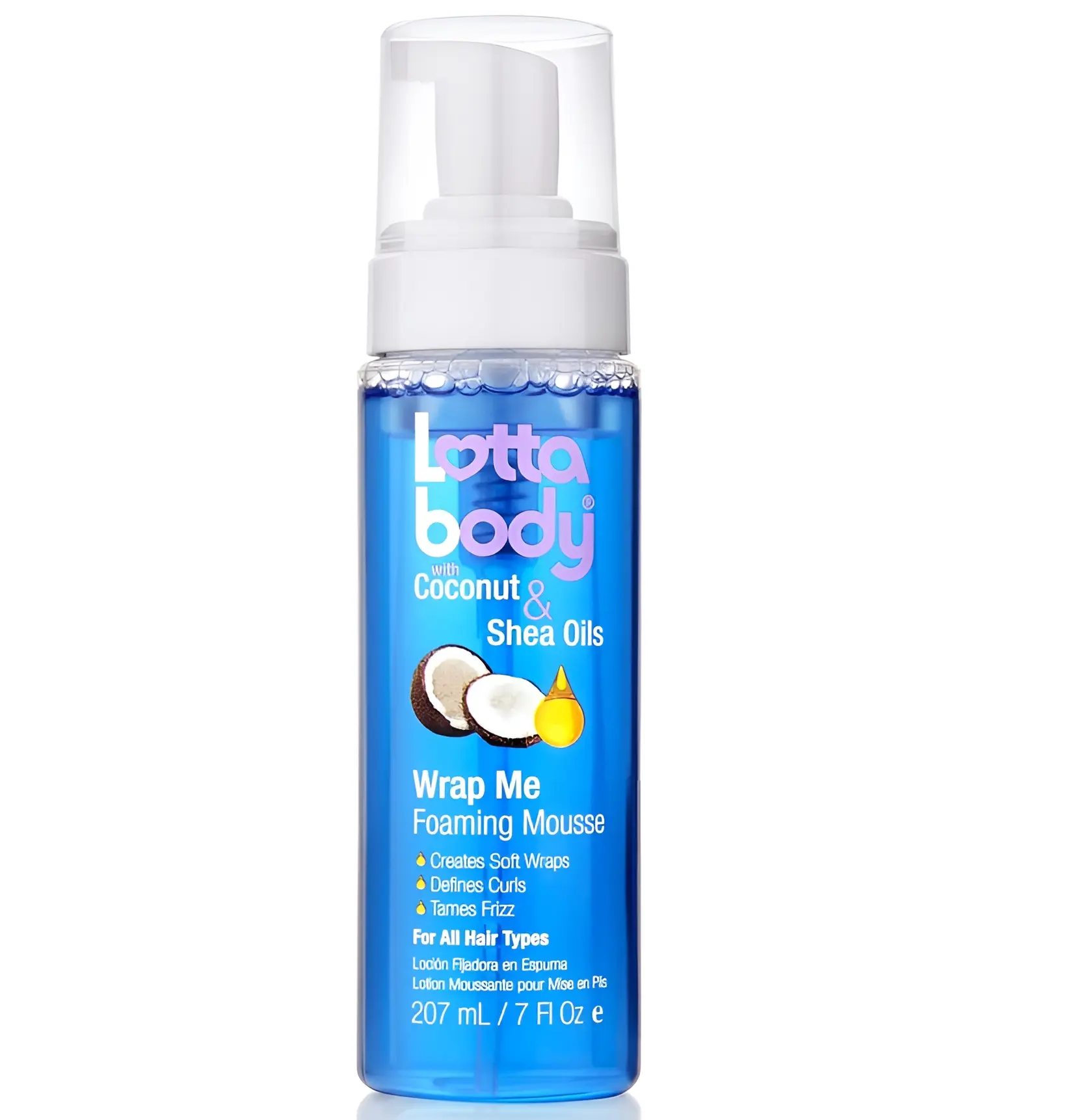 Lottabody Coconut Oil and Shea Wrap Me Foaming Curl Mousse - 7 Fl Oz for Soft Wraps, Hair Mousse for Curly Hair, Anti Fizz & Moisturizes Gel