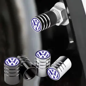 4Pcs Car Wheel Tire Valve Stem Caps Dust Covers Aluminum Alloy Cap Auto Decoration Accessories For Volkswagen VW GTI Polo Golf Passat Tiguan Arteon Touareg CC Taigo Caddy Jetta T-ROC Beetle Sharan Touran Scirocco