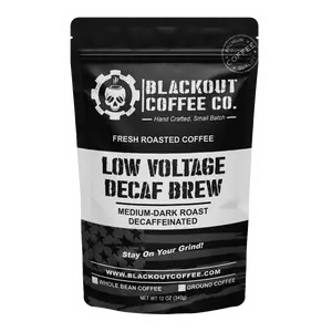 Blackout Coffee Co. Low Voltage Decaf Coffee - Hand Crafted, Small Batch, Medium-Dark Roast, Stay On Your Grind!