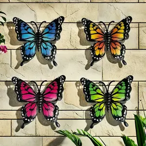 4pcs Metal Butterfly Wall Decor, Outdoor Fence Art Decoration, Perfect for Hanging Gardens, Courtyards, Living Room, Bedroom, Patio, Balcony