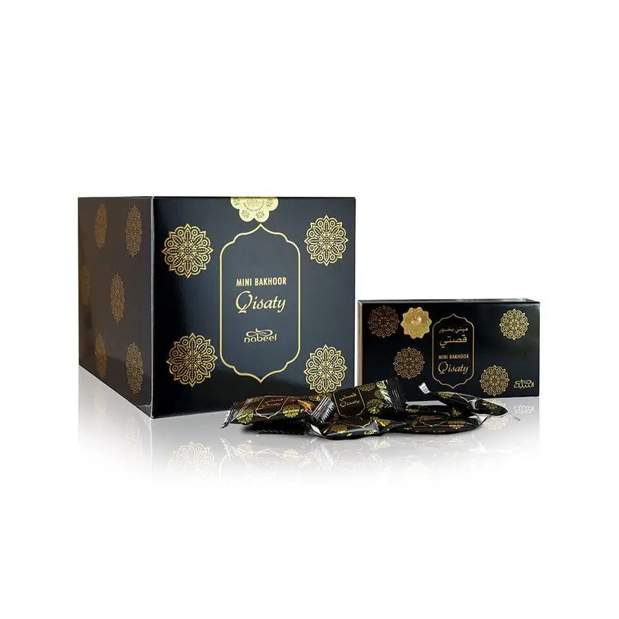 Nabeel Qisaty Mini Scented Bakhoor - 3g x 12 Pieces, Woody Aroma Home Fragrance, Hazard-Free Home Care Supply