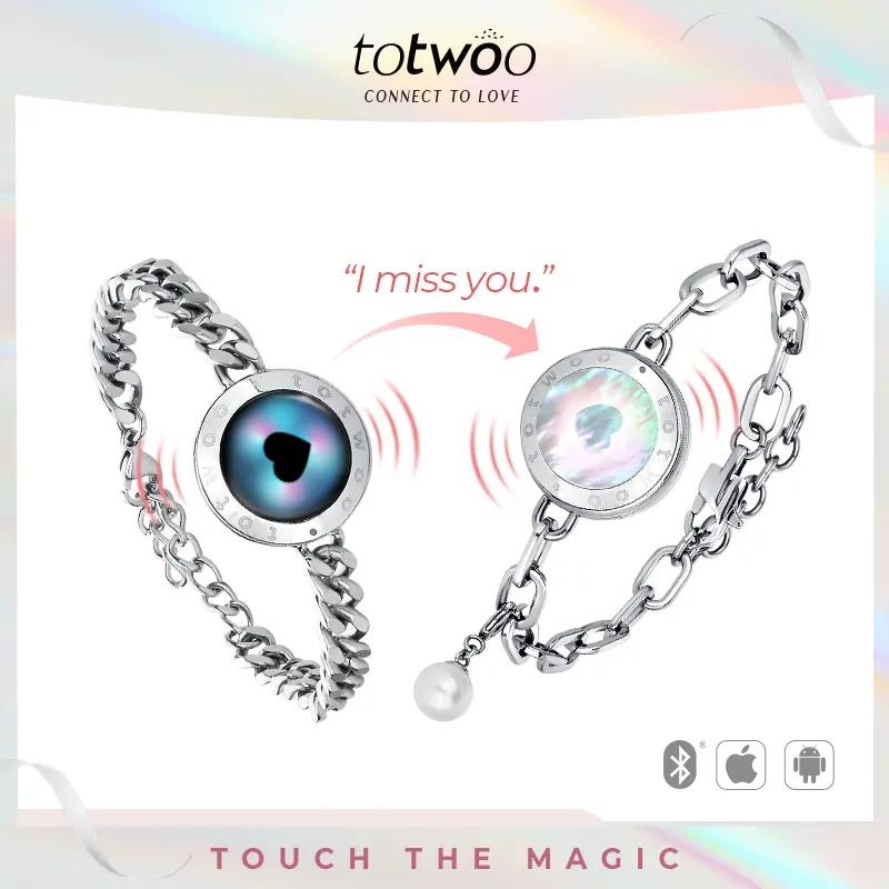 Totwoo Long-Distance Touch Bracelets for Couples - Functional Emotion & Romance Jewelry, Couple Gifts for Adults, Creative Functional Gift for Boyfriends/Girlfriends