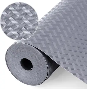 Shelf Liners, Non-Adhesive Drawer Liner, Waterproof & Oil-Proof Kitchen Cabinet Cupboard Liner Plastic EVA Material BPA Free Fridge Liner Mats Paper Protector for Shelves (Grey/12in x 60in) Coasters Tableware 10 FT