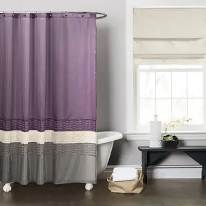 Lush Decor Mia Shower Curtain - Faux Shower Curtain with Decorative Design for a Stylish Bathroom