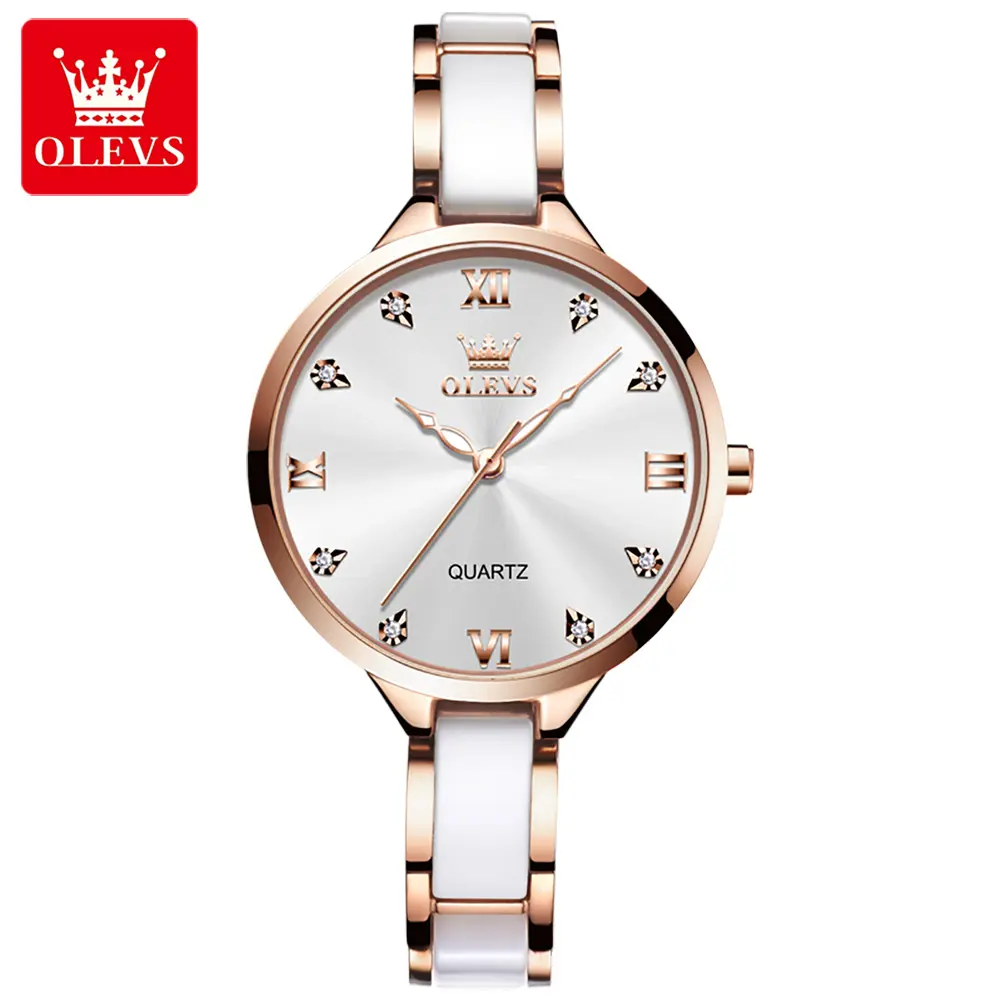 Celebrity endorsement OLEVS genuine brand simple style light luxury popular temperament high-end ceramic watch ladies watch 5872