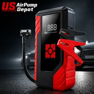 15000A Peak Power Car Emergency Jump Starter & 250PSI Portable Tire Inflator, 12V (Allgas/2.11 Gallon Diesel) for quick vehicle start, portable car battery charger, USB input/output, LED emergency light, car modification tool Automotive