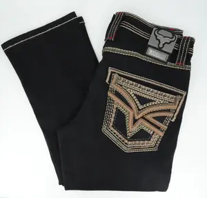 Lamasini Men's Premium Stitched Bull Pocket Black Bootcut Jean