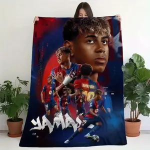 Vintage style lamine yamal themed candy flannel blanket - super soft microfiber for sofa, office, bed, camping, travel, multi-purpose use Suitable for super soft decorative sofa/couch/bedroom