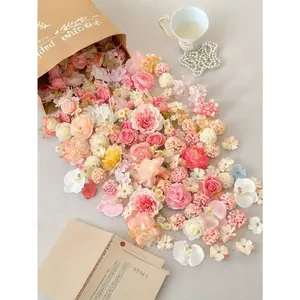 100pcs Mini Silk Flower Heads Multicolor Polyester Small Pink Fake Rose Daisy Bulk for Crafts Artificial Flower Scattering Sunflowers Wedding Hair Clips Dress Decor
