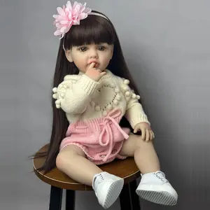 Reborn Kiss-55Cm/22Inch new Lifelike Reborn Baby Girl toddler Doll, Full-Body Soft Vinyl Realistic appearance Newborn Doll, With Lifelike Weight, Beige/Pink Light Beige, Pretend Play Toy perfect Birthday present look real life,Weighted Poseable cute