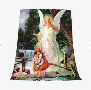 Heavenly Guardians Blanket – Soft Cozy Flannel Throw with Protective Angel-Inspired Artwork, Perfect Birthday Gift, Christmas Gift, Holiday Gift, Ideal for Bed, Couch, Living Room & Peaceful Home Decor