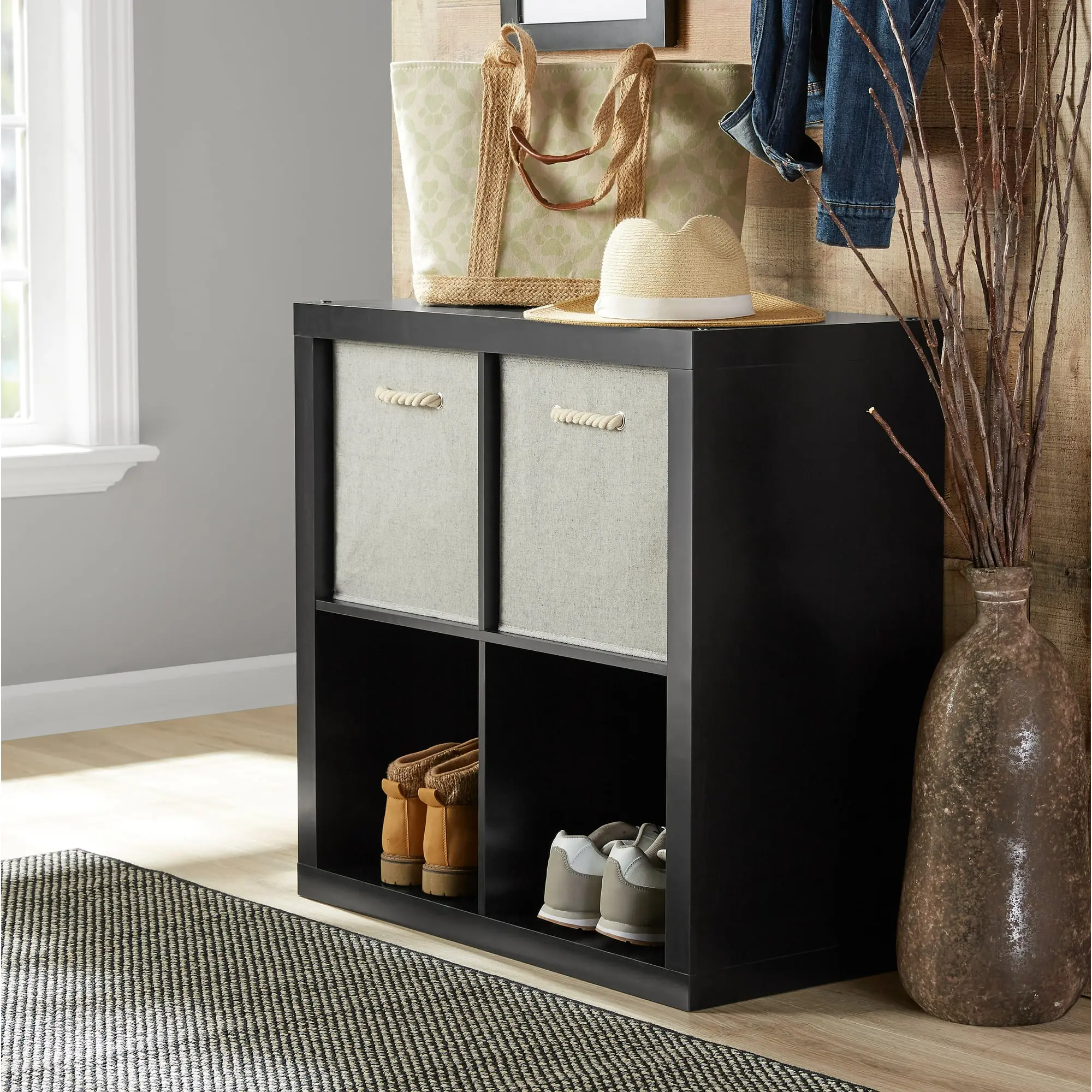 Better Homes & Gardens 4 Cube Storage Organizer Bookcase 4-Cubby Shelf Storage Unit for Living Room, Bedroom, Office & Closet Organization