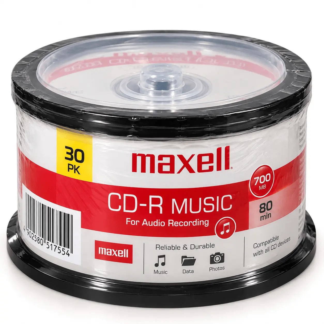 Maxell Gold Compact Discs (CD-R Music Recordable Audio CDs), Model max625335, 30-Pack, 700MB, 80 Min, 32X Speed, for Computers & Office Data Storage