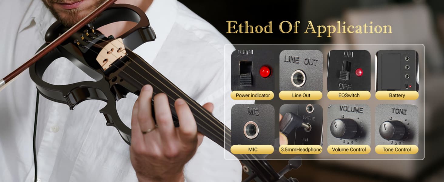 Electric Violin for Beginners - Solid Maple & Spruce, Ebony Fittings, Carbon Fiber Tailpiece, Full Size 4/4 (Black)