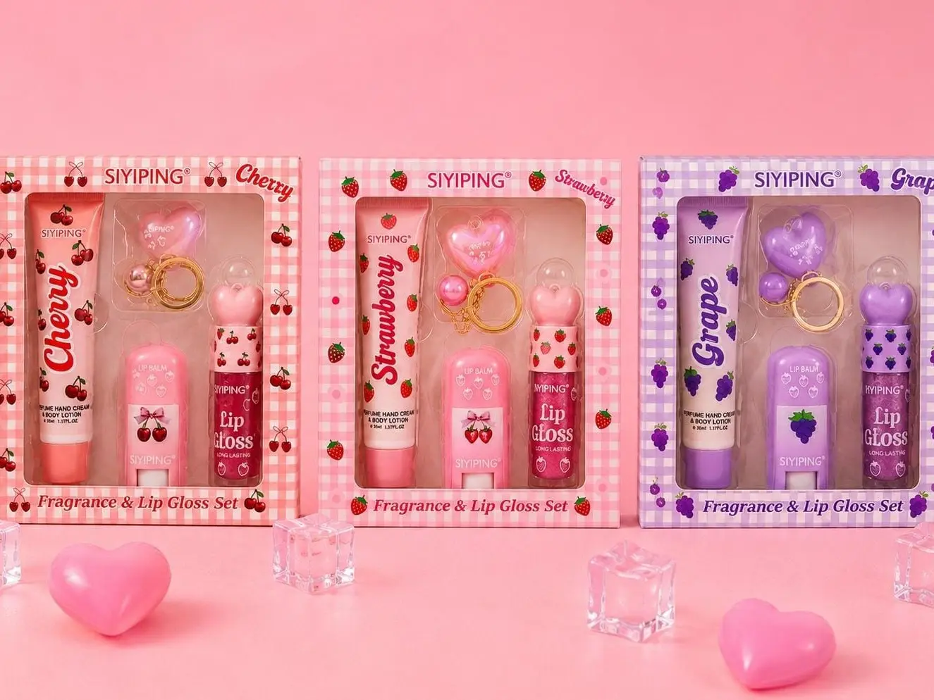 Fruitful Caresses — Lip Gloss, Lip Balm & Hand Cream Set