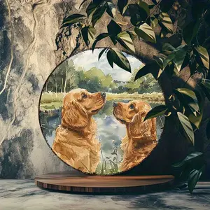 7.87-inch aluminum 2D flat printed Cocker Spaniel round sign, durable weather-resistant for indoor and outdoor decoration, UV and scratch resistant