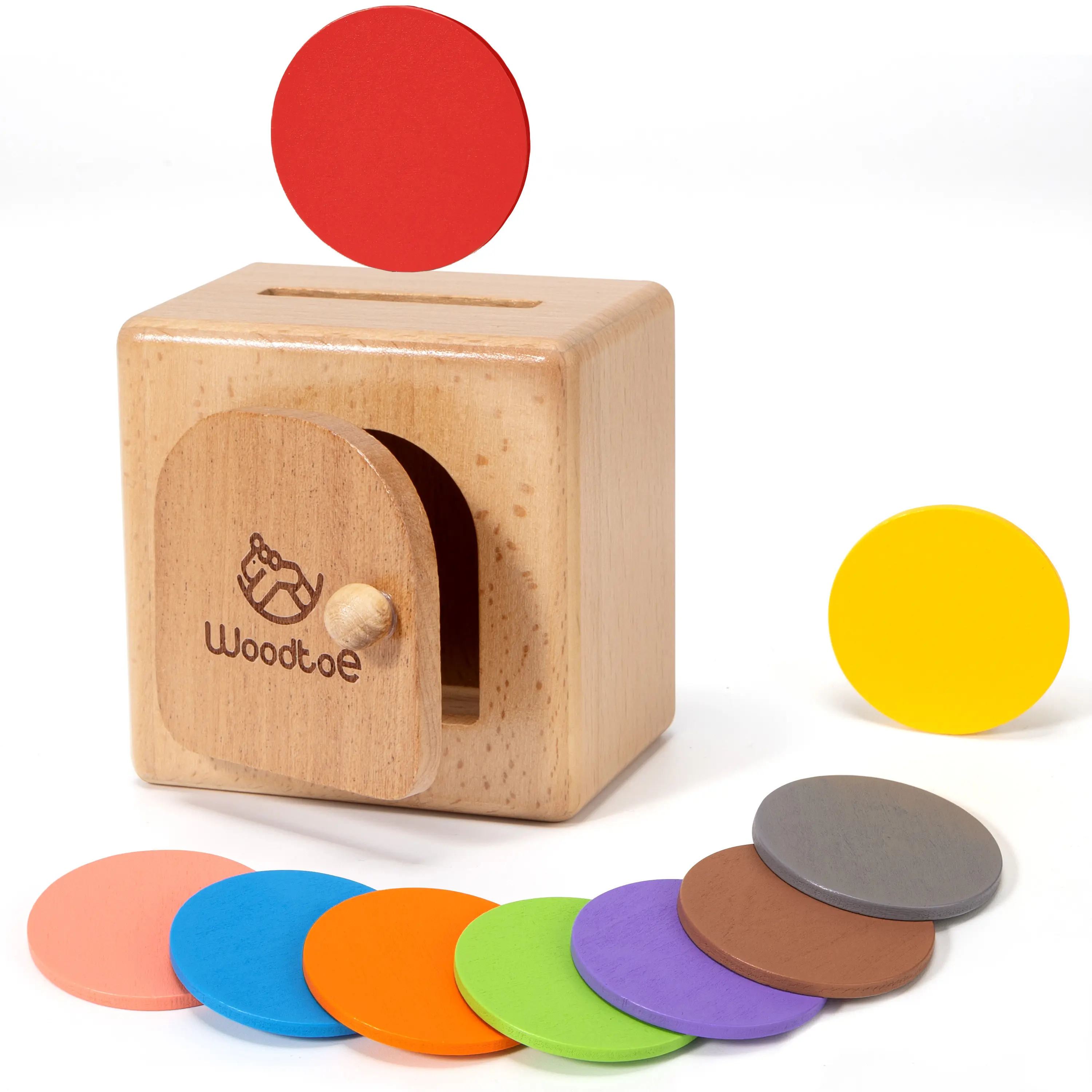 Woodtoe Montessori Coin Box for Toddlers, Montessori Toys for 1 Year Old, Kids Valentines Toys, Natural Object Permanence Toys for Babies, Toddler Sensory Educational Learning Toy, Fine Motor Skills Birthday Valentines Day Gifts for Boy Girl 1 2 3 Year