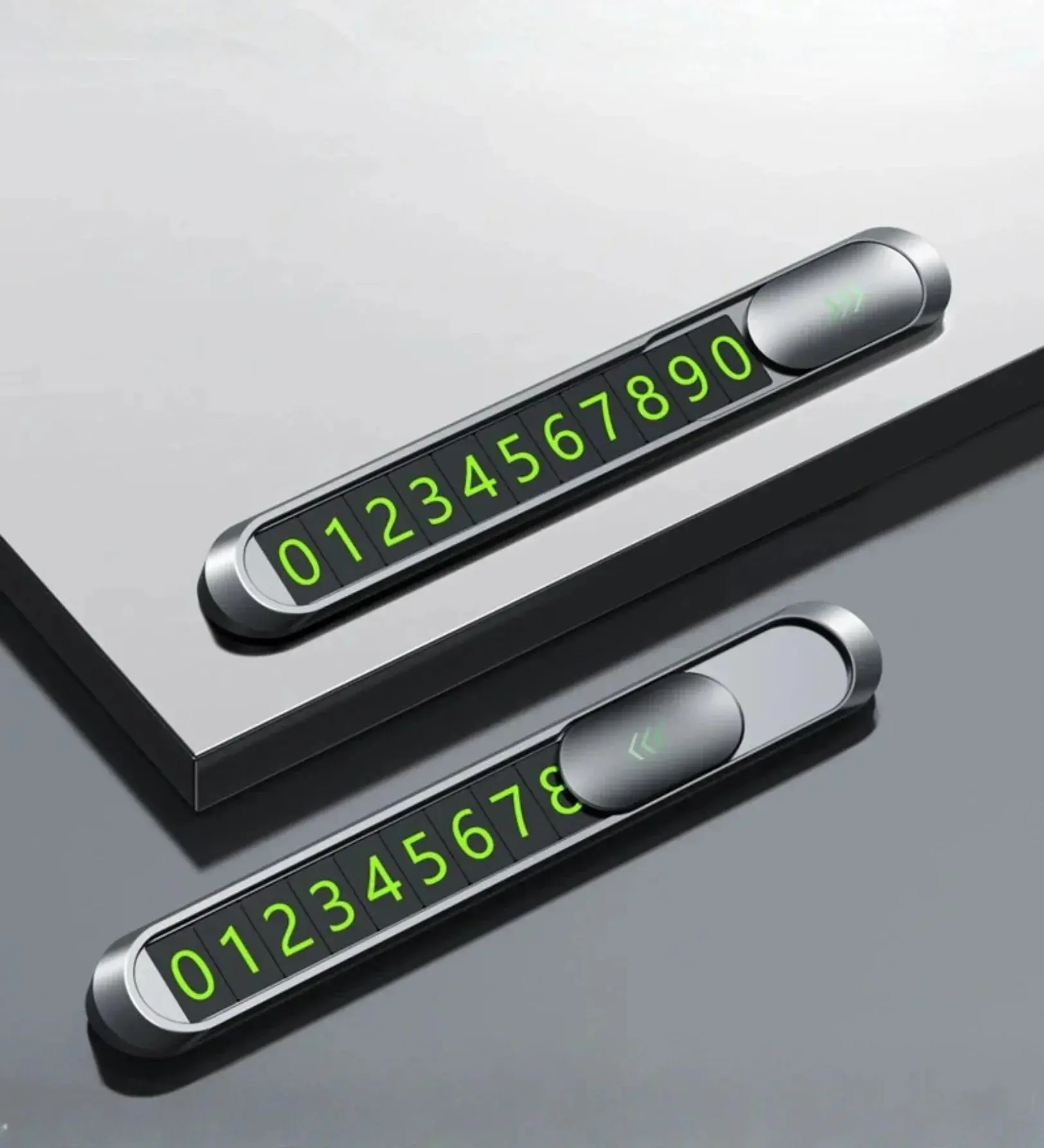 Magnetic Slide-to-Hide Temporary Parking Phone Number Plate (Metal)