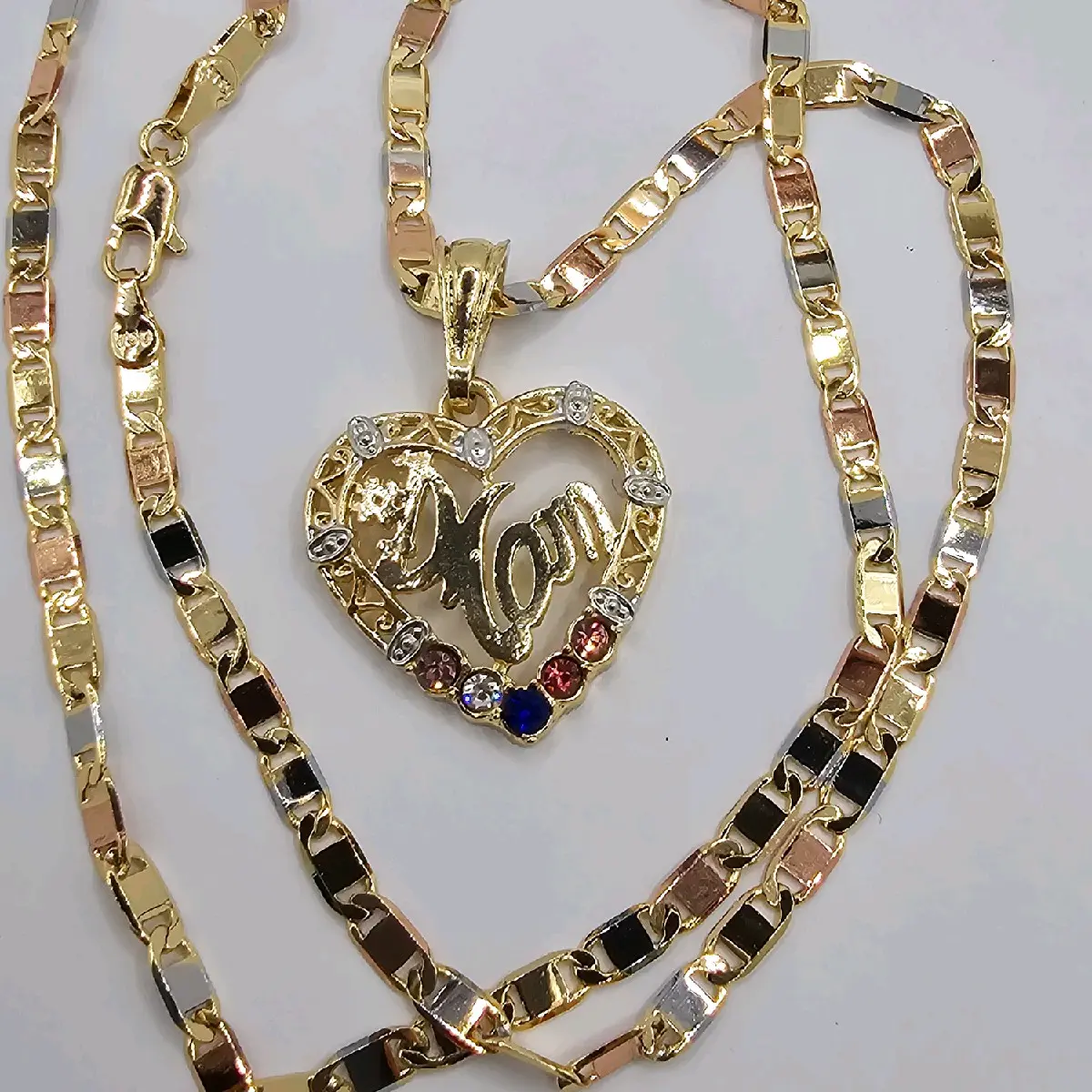 #1 MOM beautiful heart necklace fancy three colors style gold-plated #1 MOM beautiful heart necklace fancy three colors style gold-plated