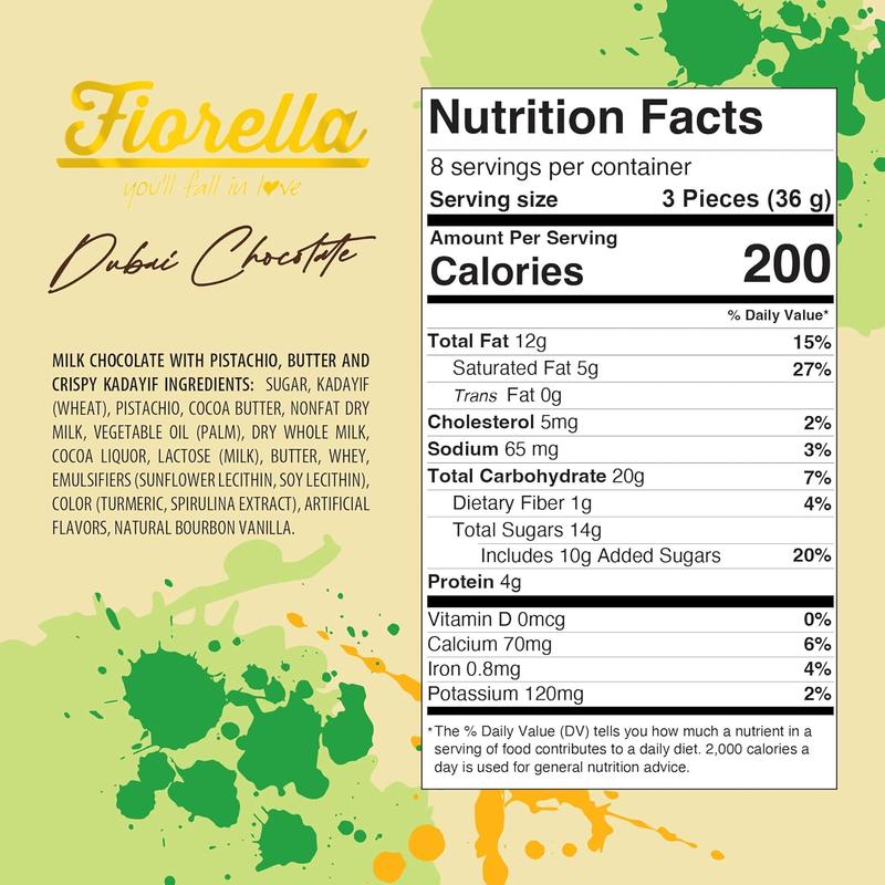 Fiorella Dubai Chocolate Truffles Gift Box, Milk Chocolate with Pistachio, Butter & Crispy Kataifi, 24-Piece Box, Christmas Chocolate Candy