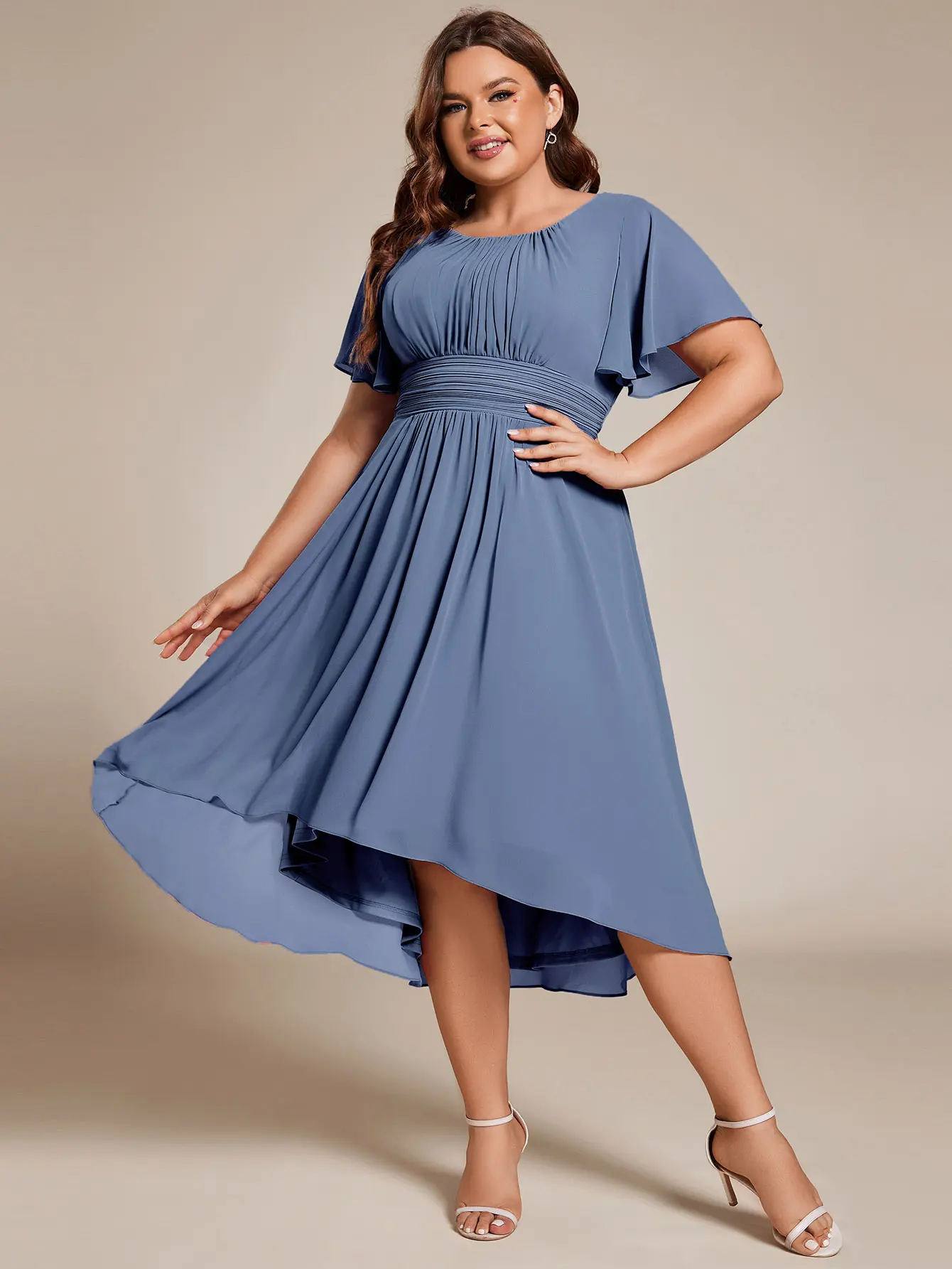 Ever-Pretty Plus Size Chiffon Wedding Guest Dress for Women - Flowy A-Line Knee Length with Short Ruffle Sleeves & Zip Closure - 02053 - TikTok Shop Ever-Pretty Plus Size Chiffon Wedding Guest Dress for Women - Flowy A-Line Knee Length with Short Ruffle Sleeves & Zip Closure - 02053 - TikTok Shop