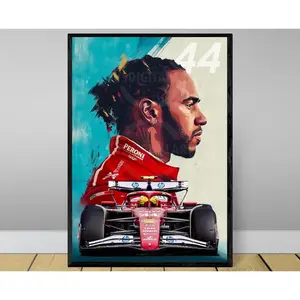 Lewis Hamilton Ferrari F1 Poster: Digital Art Print NOT FRAMED