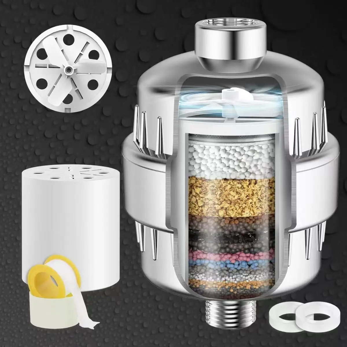 Home Bathroom Shower Head Filter Water Purifier, Improves Water Quality for Bathing, Home Filter Core, Pre-Installation Shower Filter, Showerhead Filter