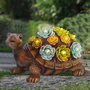 Turtle Garden Statue,  Turtle Figurine Garden Lawn Ornaments with Solar LED Lights for Outdoor Yard Garden Decorations