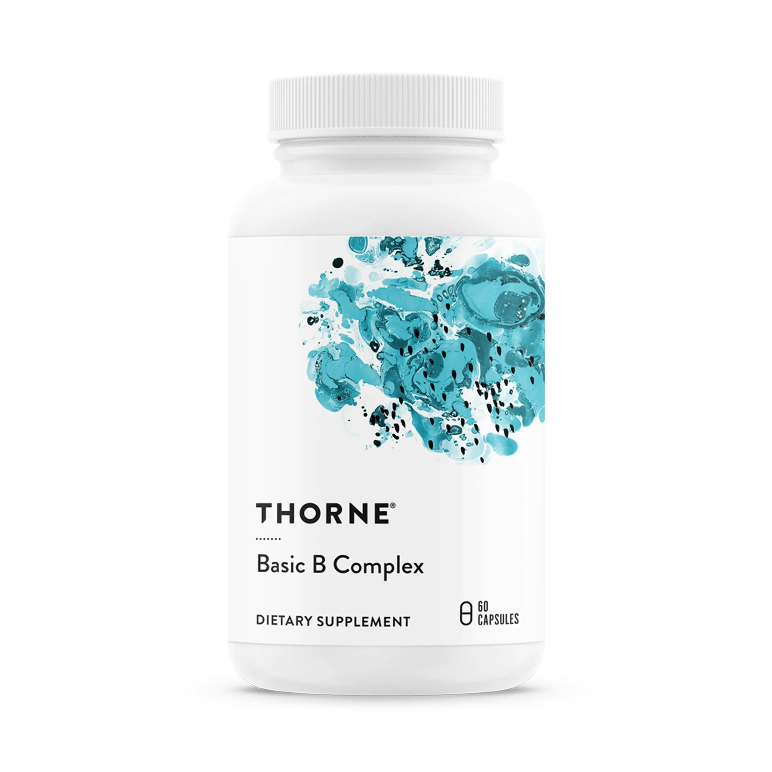 Thorne Basic B Complex, 8 Active B Vitamins & Choline, 60 Capsules | Supports Cellular Energy Production, Brain Health & Red Blood Cell Formation*, Gluten-Free, Third-Party Certified