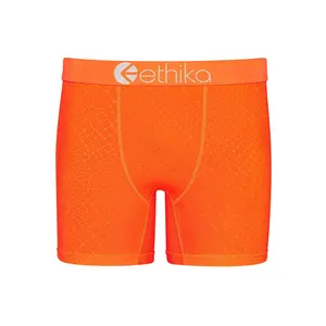 Ethika Embossed Python Orange Mens Mid Fit Shorty with Jacquard Waistband & 4-Way Stretch Fabric