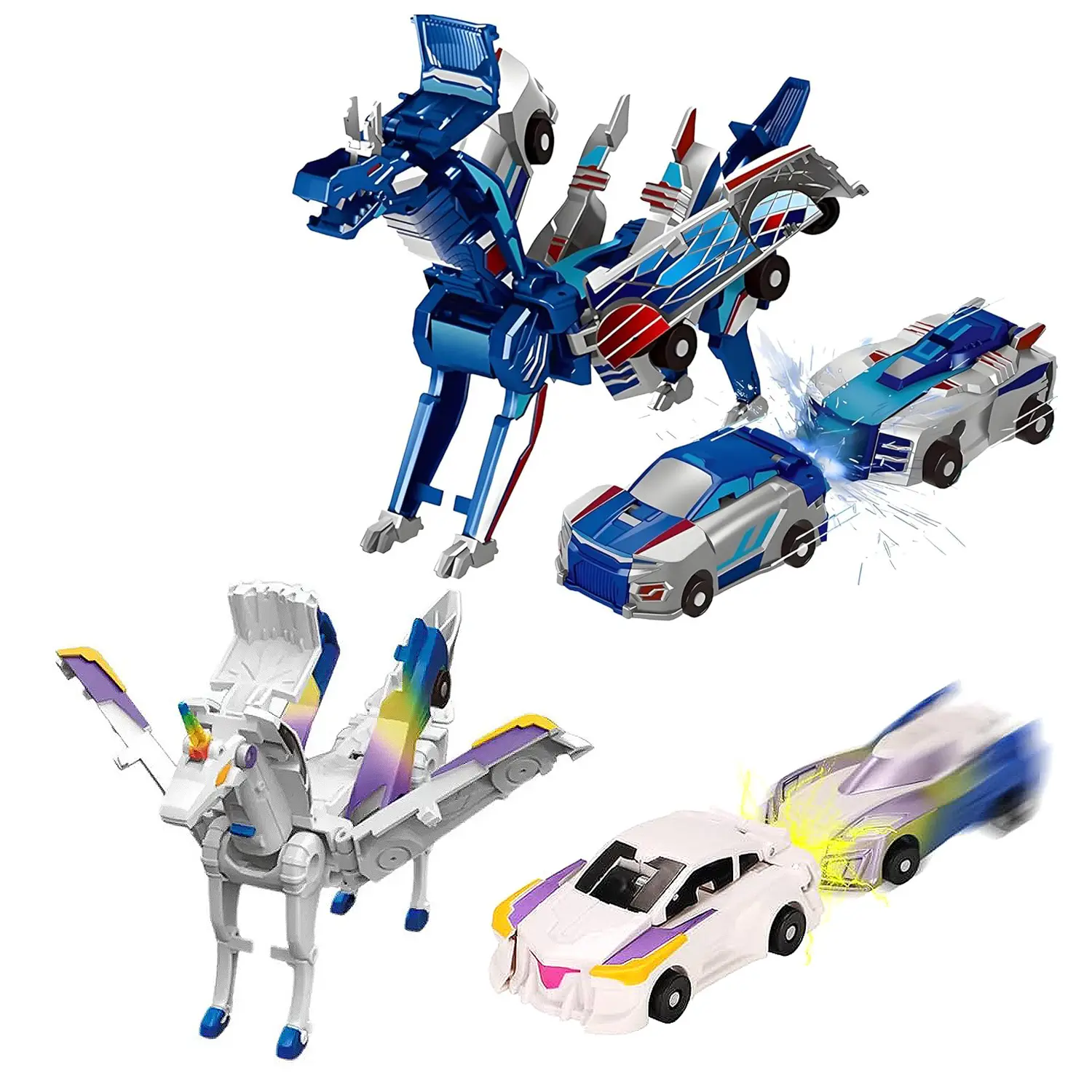 Unicorn/dragon Dinosaur Transforming Car Toy, 2-In-1 Creative Collision Transformation, Kids Educational Toy, Perfect Birthday Gift