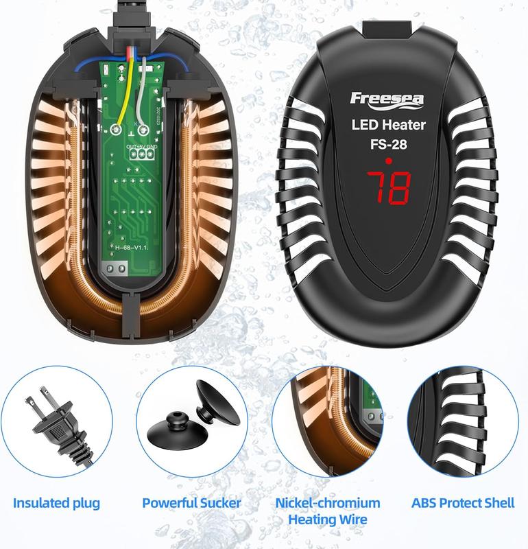 FREESEA Aquarium Fish Tank Heater: 100W Small Submersible Turtle Heater with Adjustable Temperature External Controller for Betta | Saltwater | Freshwater | 10-20 Gallon Mini Submersible Aquarium Heater Adjustable USB gallon tank