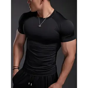 Men's High Performance Compression Tee, 4-Way Stretch Gym Shirt, Breathable & Soft Muscle Fit Workout Top for Bodybuilding and Training, Casual Wear, Breathable Workout Tops