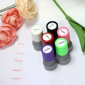 6pcs Round Financial Trade Stamp Set, Light-Sensitive Ink Pad for Email Sent Approved Entered Scanned Posted, Office Supplies