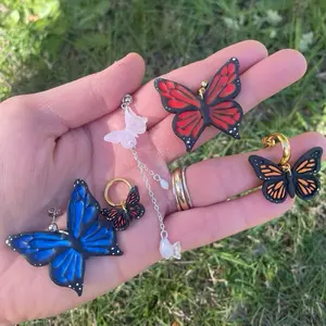 Butterflies dangles earrings polymer clay stainless steel hypoallergenic lightweight COLLECTION