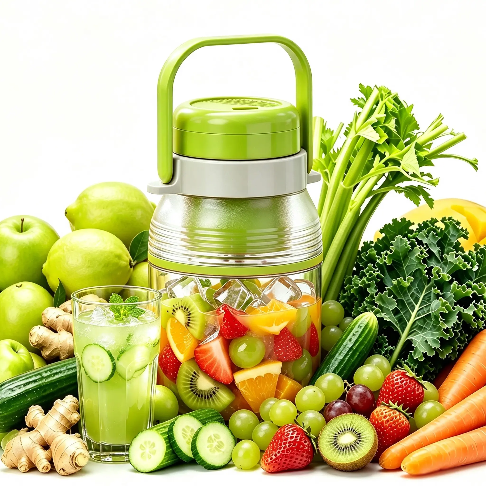 1000ML Portable Juicer USB Rechargeable Handheld Juice Blender 21000 RPM Self-Cleaning BPA-Free for Smoothies and Juices with Ice Crush Function
