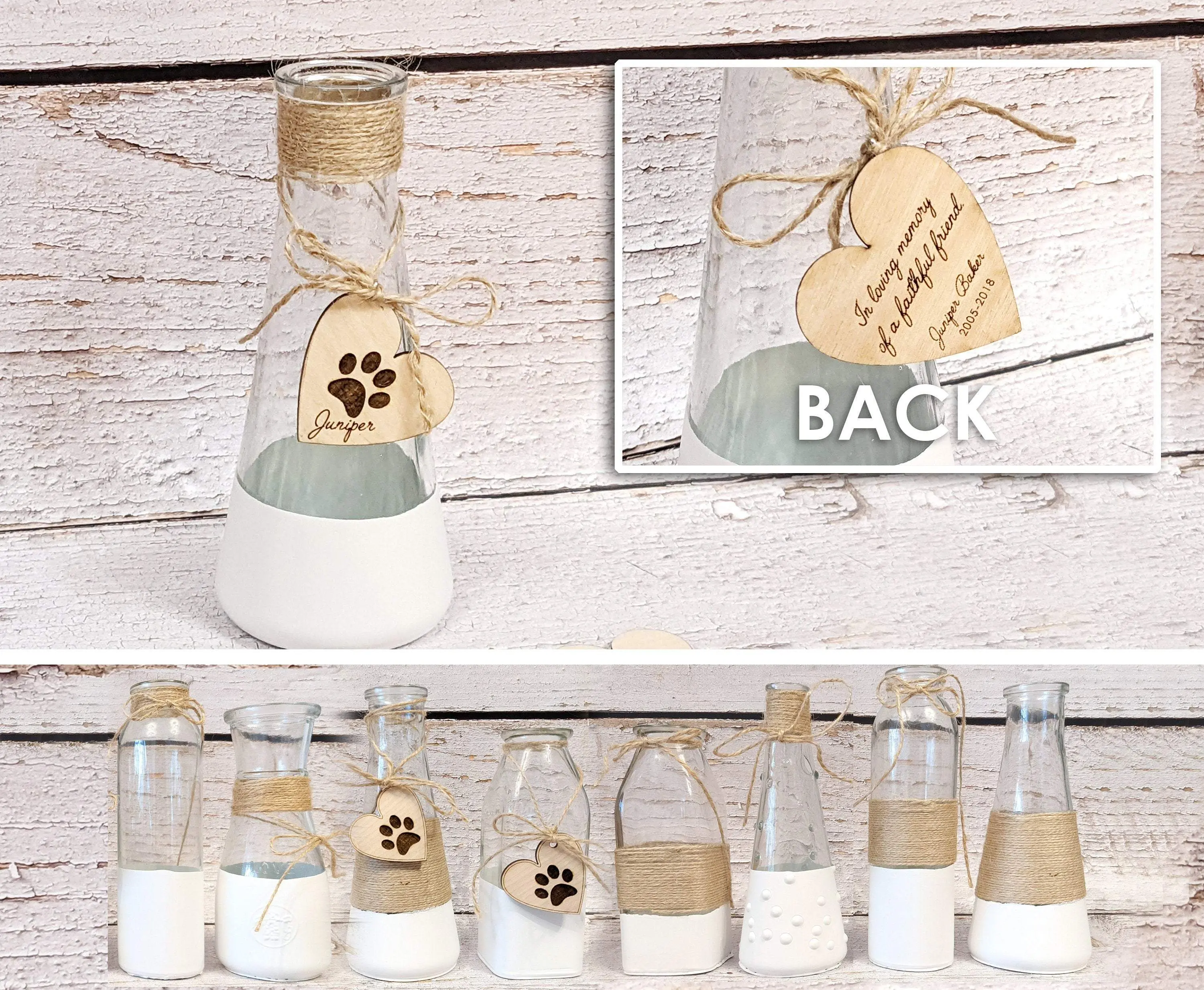 Memorial Pet Vase with Engraved Heart and Name