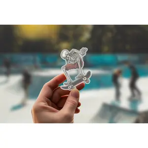 Skeleton Skater Sticker for Skateboard and Laptops - Scratch-Resistant and Vibrant Colors